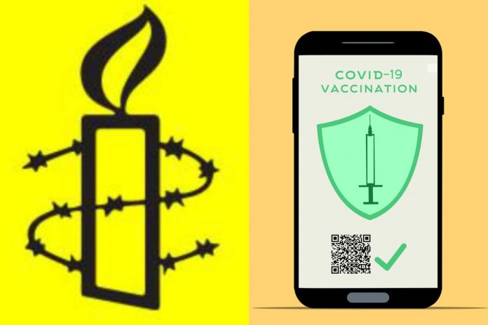 AI_certyfikat_nczas Amnesty International oraz certyfikat szczepień/Obrazek ilustracyjny/Fot. Facebook/Pixabay (kolaż)