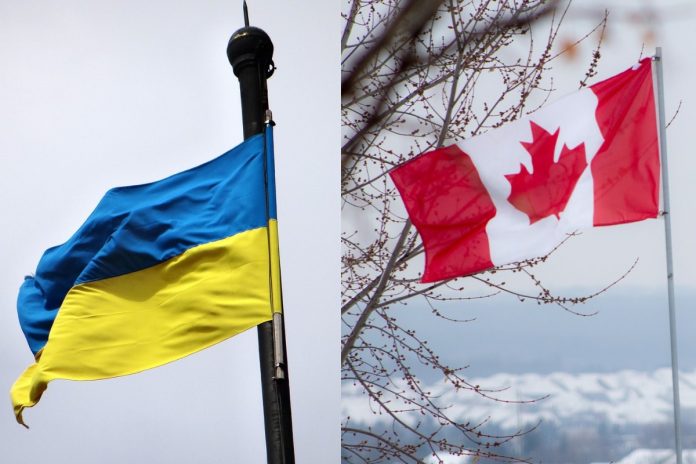 Flaga Ukrainy, flaga Kanady Źródło: Pixabay, collage