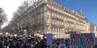Protesty w Paryżu, 22.01.2022 r./Fot. screen Twitter (kolaż)