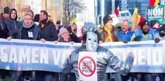 Protesty w Brukseli. Foto: YT/screen