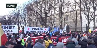 Protest w Wiedniu/Fot. screen YouTube