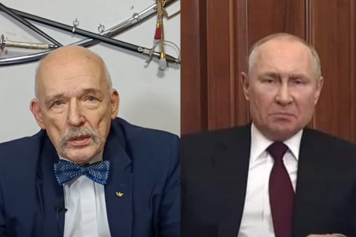 Janusz Korwin-Mikke, Władimir Putin Źródło: YouTube, collage