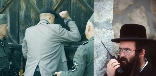 Scena z filmu "Jedwabne. Historia prawdziwa" oraz Żyd (mem)/Fot. YouTube/Tomasz Sommer ALFA/Twitter (kolaż)