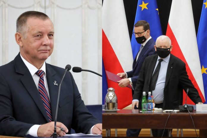 Marian Banaś, Mateusz Morawiecki, Jarosław Kaczyński Źródło: PAP, collage
