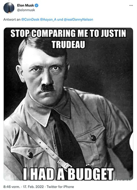 Musk, Trudeau, Hitler.