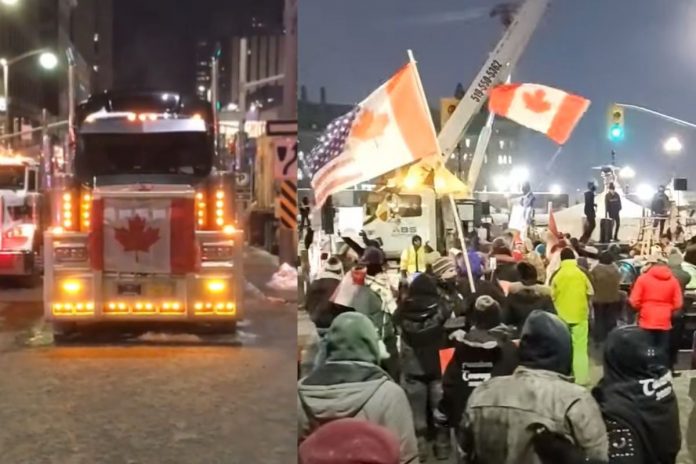 Kadry z protestów w Ottawie. / foto: screen Twitter: @Ganache54599435/YouTube: Ottawalks (kolaż)