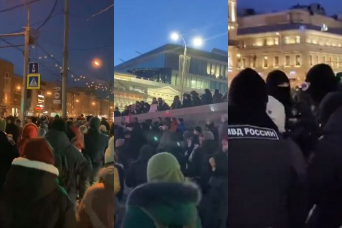 protesty_rosja Kadry z protestów w Rosji. / foto: screen Twitter (kolaż)
