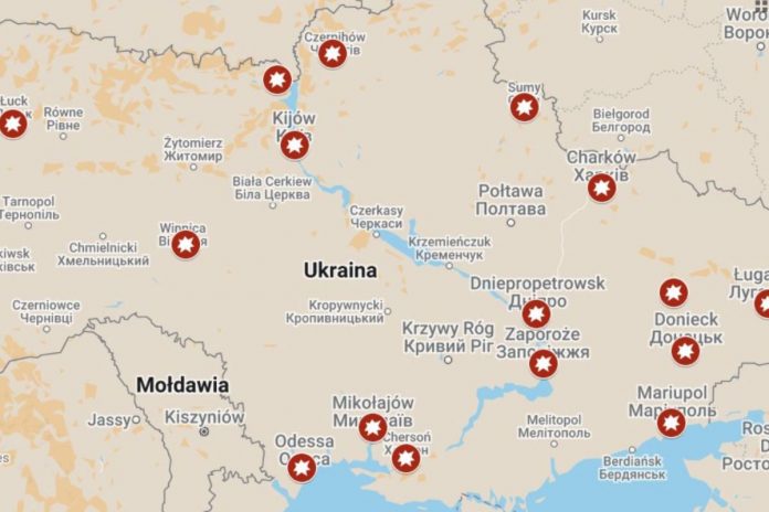 Rosyjska inwazja na Ukrainę. / foto: screen Google Maps