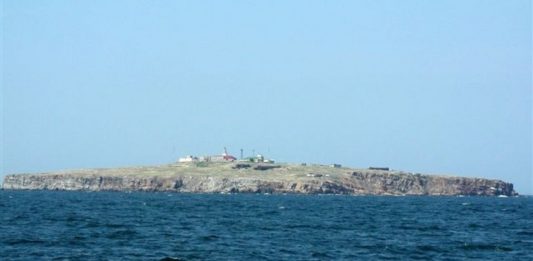 Widok z morza na Wyspę Węży. / foto: Wikipedia, Shao, CC BY-SA 3.0