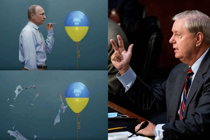Władimir Putin, Lindsey Graham Źródło: Facebook/Stanisław Tyszka, PAP, collage