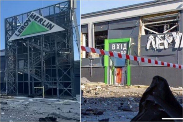 Zniszczony sklep Leroy Merlin pod Kijowem.