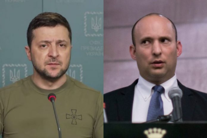 zelenski_bennett Prezydent Ukrainy Wołodymyr Zełenski oraz premier Izraela Naftali Bennett. / foto: screen Facebook/PAP (kolaż)