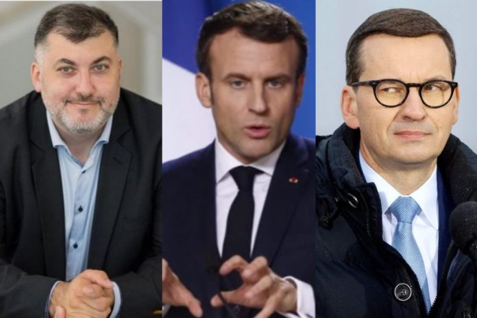 Artur Dziambor, Emmanuel Macron, Mateusz Morawiecki Źródło: Instagram, YouTube, PAP, collage
