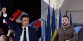 Emmanuel Macron, Wołodymyr Zełenski Źródło: PAP