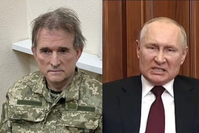 Wiktor Medwedczuk, Władimir Putin Źródło: Facebook, YouTube, collage