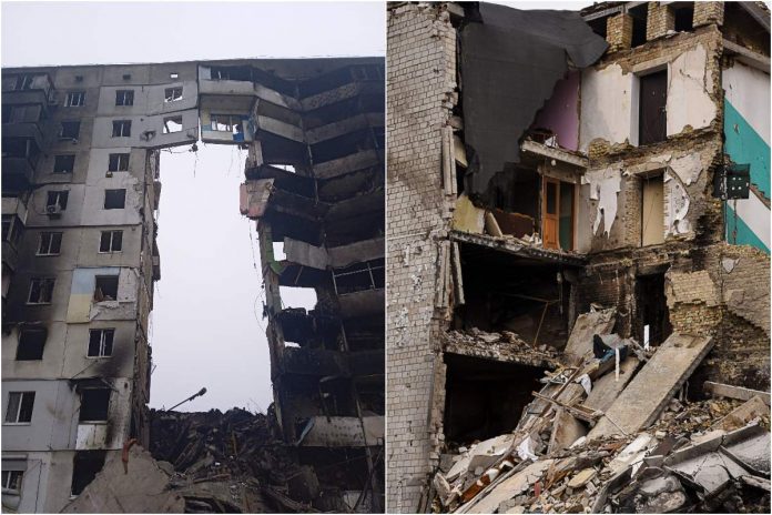 Ukraina, Borodzianka, zniszczone miasto.