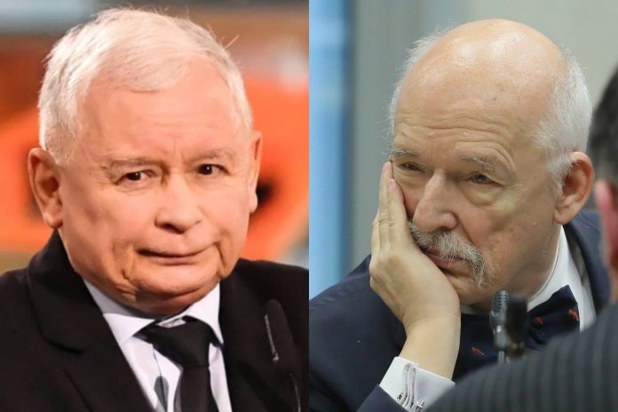 Jarosław Kaczyński oraz Janusz Korwin-Mikke. / foto: PAP (kolaż)