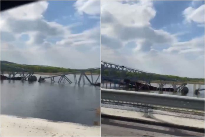 Ukraińcy wysadzili most na swoim terytorium i zatopili rosyjski transport.