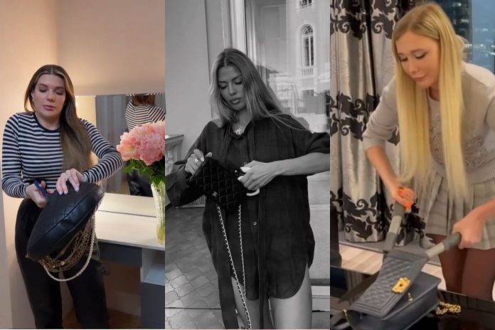 Rosyjskie influencerki niszczące torebki Chanel/Fot. screen Instagram (kolaż)