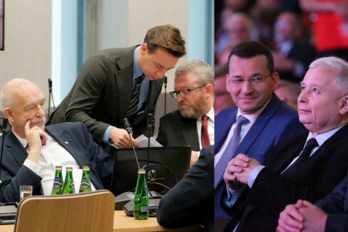 Janusz Korwin-Mikke, Krzysztof Bosak, Grzegorz Braun, Mateusz Morawiecki, Jarosław Kaczyński Źródło: PAP, collage