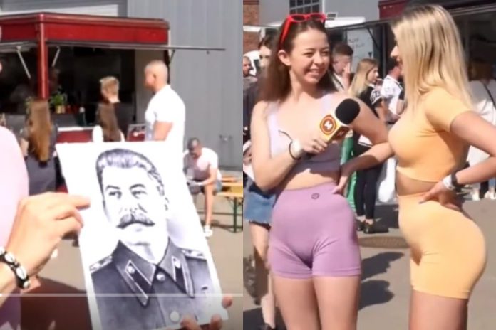 Zdjęcie Józefa Stalina i warszawskie maturzystki Źródło: Twitter