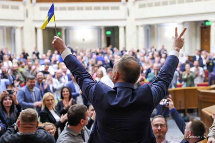 Prezydent Andrzej Duda w ukraińskiej Radzie Najwyższej. Foto: Jakub Szymczuk/KPRP