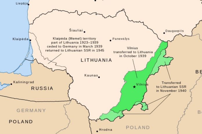 Wileńszczyzna ukradziona Polsce przez Litwę w 1939 roku.