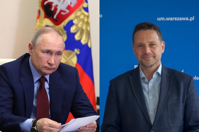 Władimir Putin i Rafał Trzaskowski. Zdjęcie ilustracyjne. Źródło: PAP/EPA/tter/@trzaskowski