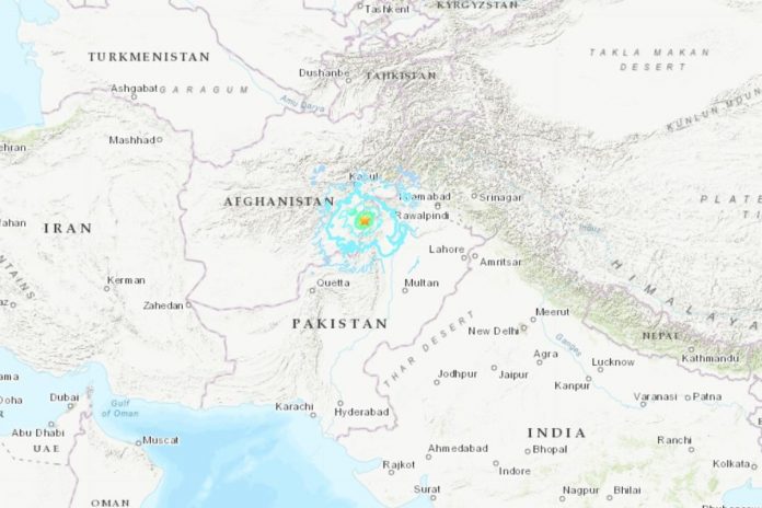 Lokalizacja trzęsienia ziemi w Afganistanie. Źródło: USGS
