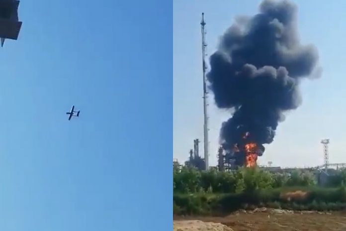 atak_dronem_rafineria_rosja Dron uderzył w rosyjską rafinerię pod Rostowem nad Donem.