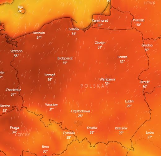 Prognoza temperatury powietrza na niedzielę 19 czerwca 2022 r.