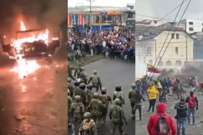 Kadry z protestów w Ekwadorze. / foto: screen Twitter (kolaż)