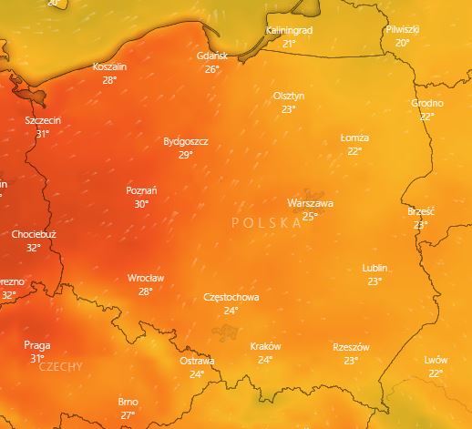 Prognoza temperatury powietrza na sobotę 18 czerwca 2022 r.