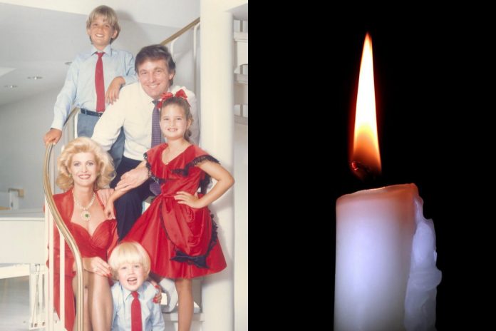 Ivana Trump z Donaldem Trumpem i dziećmi, znicz Źródło: Twitter/@miguelsabat, Pixabay, collage