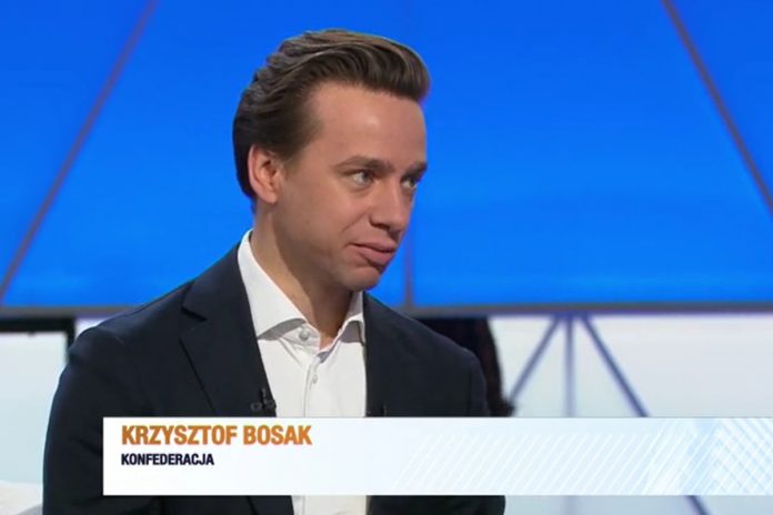 Poseł Krzysztof Bosak z Konfederacji w Polsat News. Foto: print screen Polsat News