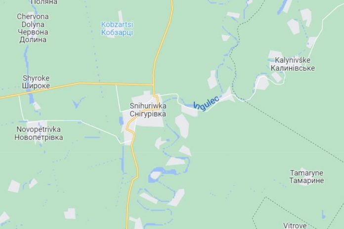 snihuriwka-ingulec Rzeka Ingulec w okolicach Snihuriwki na mapie.