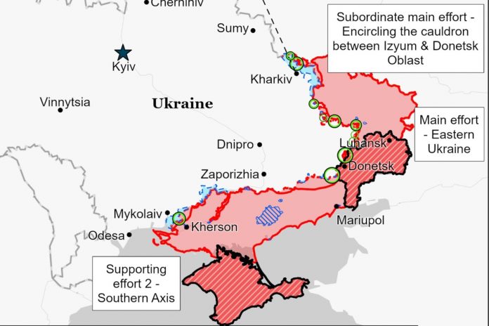 Tereny Ukrainy okupowane przez Rosję na dzień 19 lipca 2022 r. Mapka orientacyjna, źródło: ISW