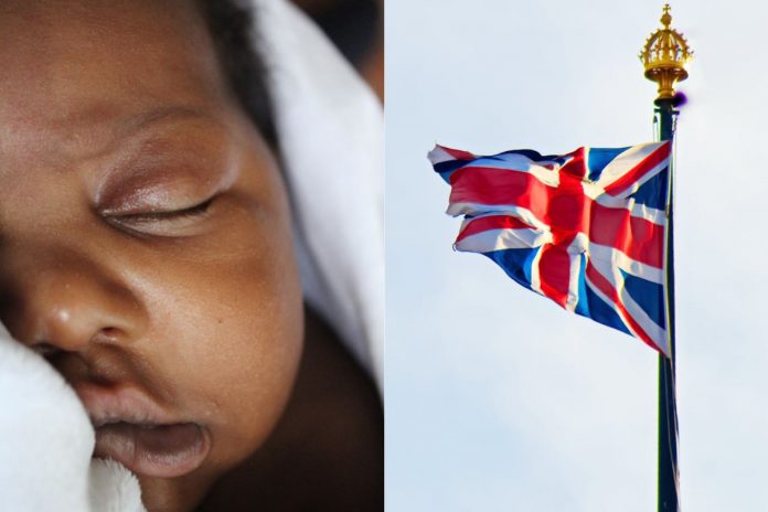 Dziecko, flaga Wielkiej Brytanii Źródło: Pexels, collage