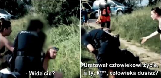 Mężczyzna uratował topielca. Po wszystkim został skuty w kajdanki, bo powiedział kilka gorzkich słów policjantom.