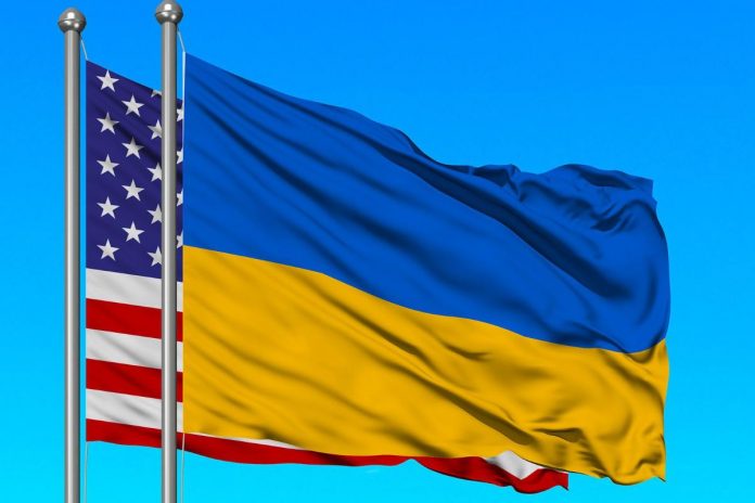 Flagi USA i Ukrainy