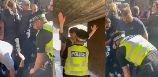 Policja zatrzymała mężczyznę, który krzyczał na księcia Andrzeja podczas przemarszu z trumną królowej Elżbiety II Źródło: Twitter