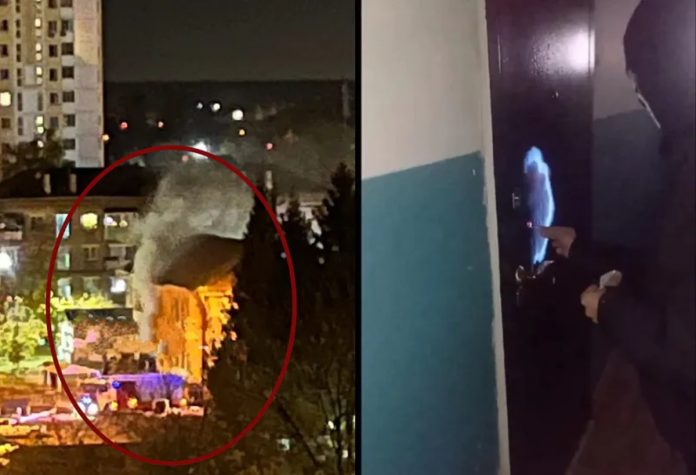 Podpalenia biur administracji wojskowej i ataki na oficerów w Rosji Źródło: Telegram, fot: Schelk City, Woec Anarchist