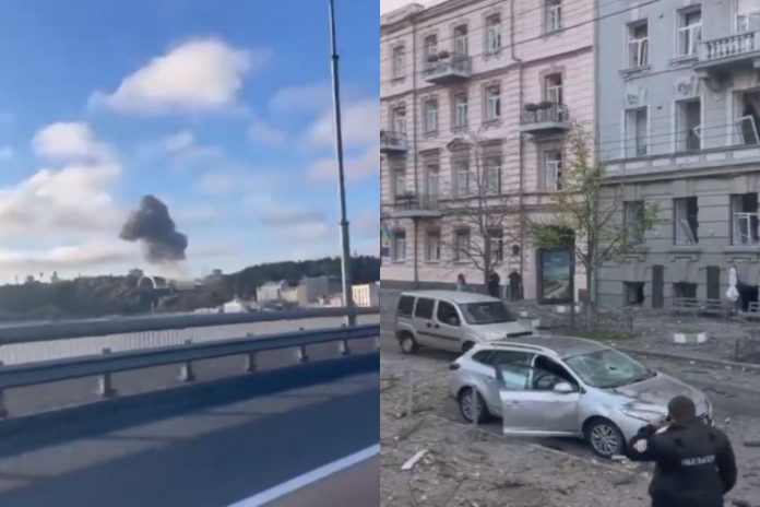 Zniszczenia po atakach rakietowych na Kijów