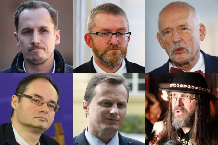 berkowicz-braun-jkm-wielomski-sommer-piton Konrad Berkowicz, Grzegorz Braun, Janusz Korwin-Mikke, Adam Wielomski, Tomasz Sommer, Sebastian Pitoń.
