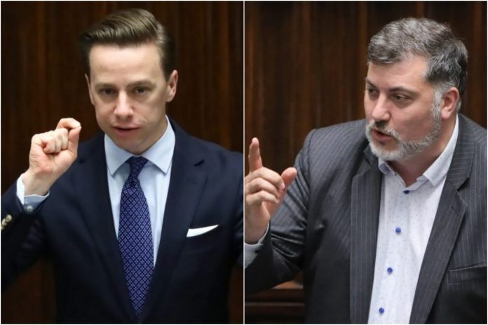 bosak-dziambor Krzysztof Bosak i Artur Dziambor na mównicy sejmowej.