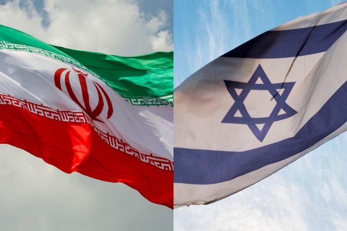 Flagi Iranu i Izraela.