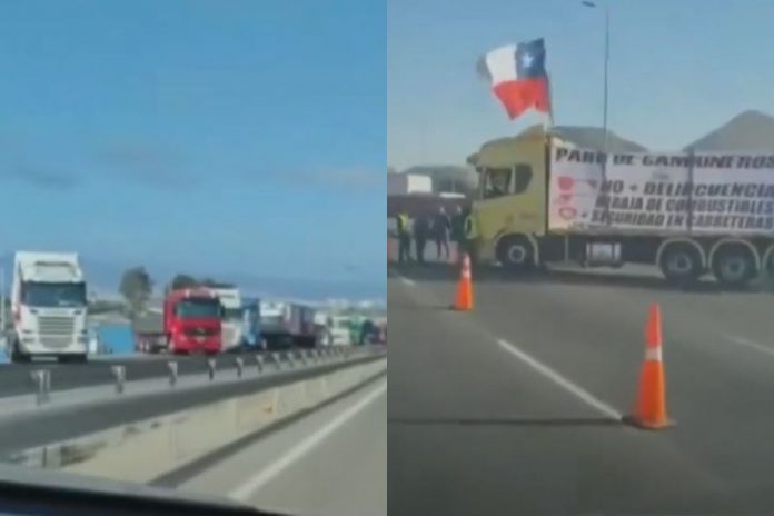 Strajk kierowców TIR-ów w Chile.