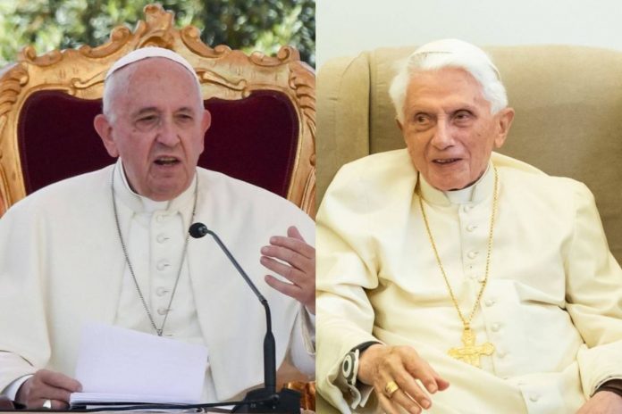 Franciszek i Benedykt XVI / Foto: PAP (kolaż)
