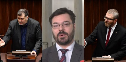Artur Dziambor, Stanisław Tyszka, Grzegorz Braun Źródło: Twitter / Konfederacja