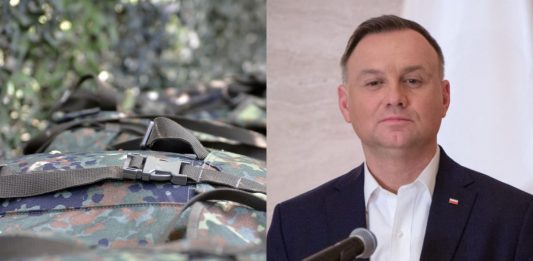 Plecaki Bundeswehry oraz Prezydent Andrzej Duda.